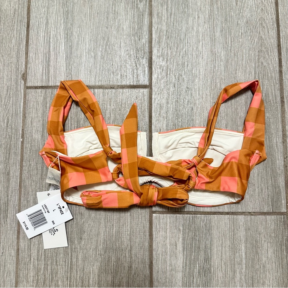 L*Space x Seasta Gingham Plaid Bustier Bikini Top Large - Picture 3 of 3